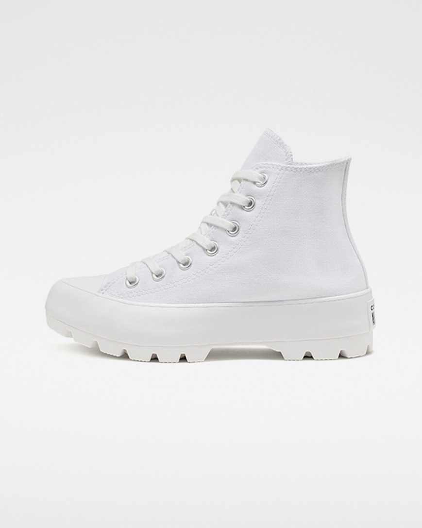 Tenisi Inalti Dama Converse Chuck Taylor All Star Lugged Albi Negrii Albi | RO IFEJQ257